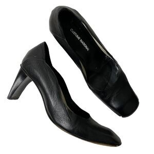 Costume National Black Leather Pumps US 6 36 Made in Italy 3” High Heels Shoes